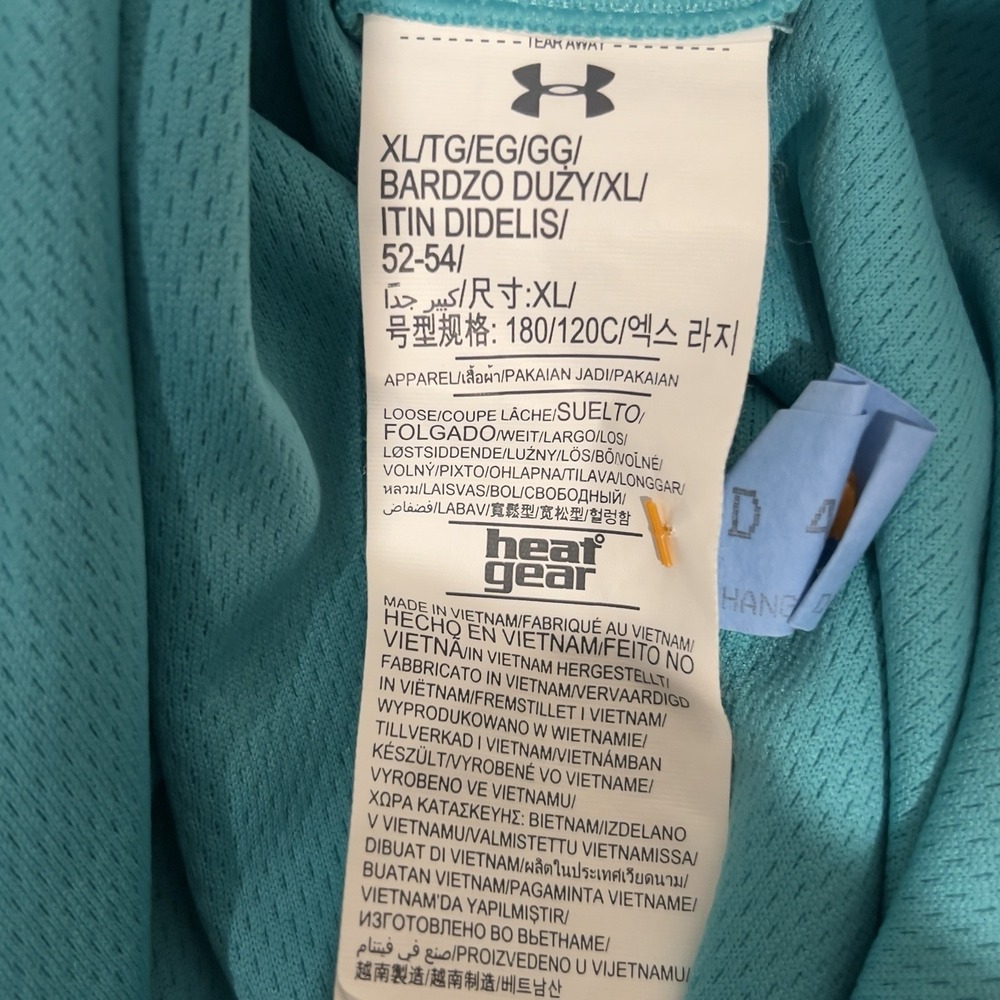 Under Armour Polo Men XL Teal Excellent HeatGear Short Sleeve Loose Fit Golf - Picture 3 of 5